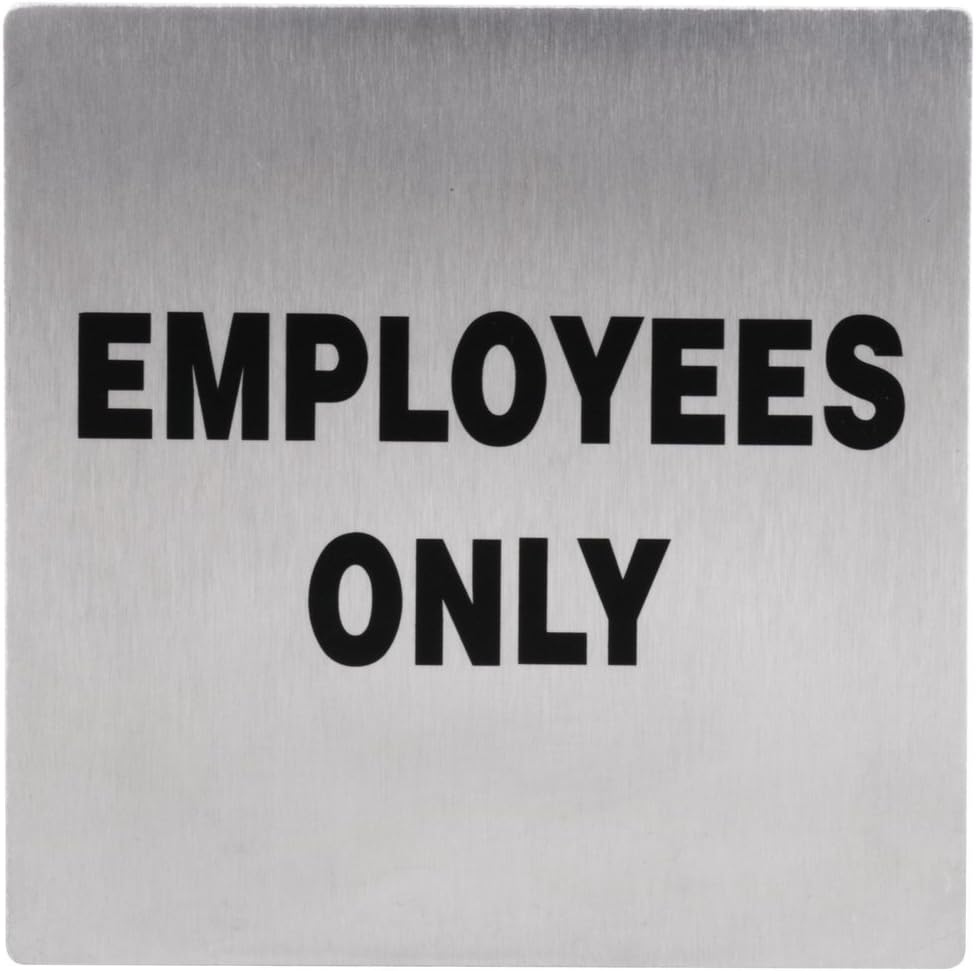 Classy Employees Only Sign, Self Adhesive, 5" x 5" Stainless Steel