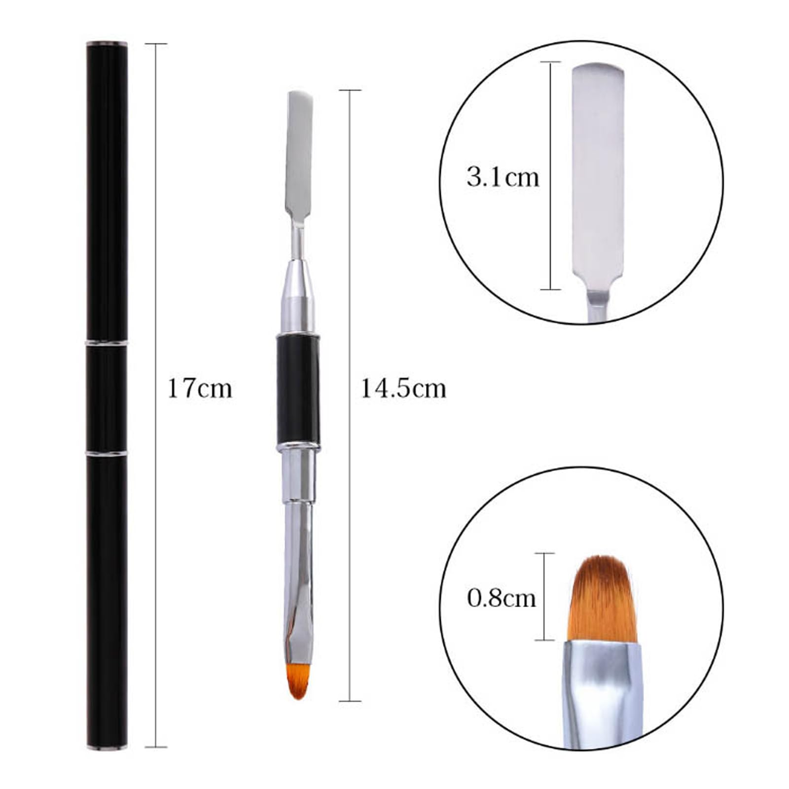 Dual-ended Nail Art Penna,Spazzola per Unghie UV,2 in 1 Nail Art Brush Dual Ended Polygel Spazzola,Accessori Unghie,Strumenti Gel UV Acrilico Unghie Extension Nail