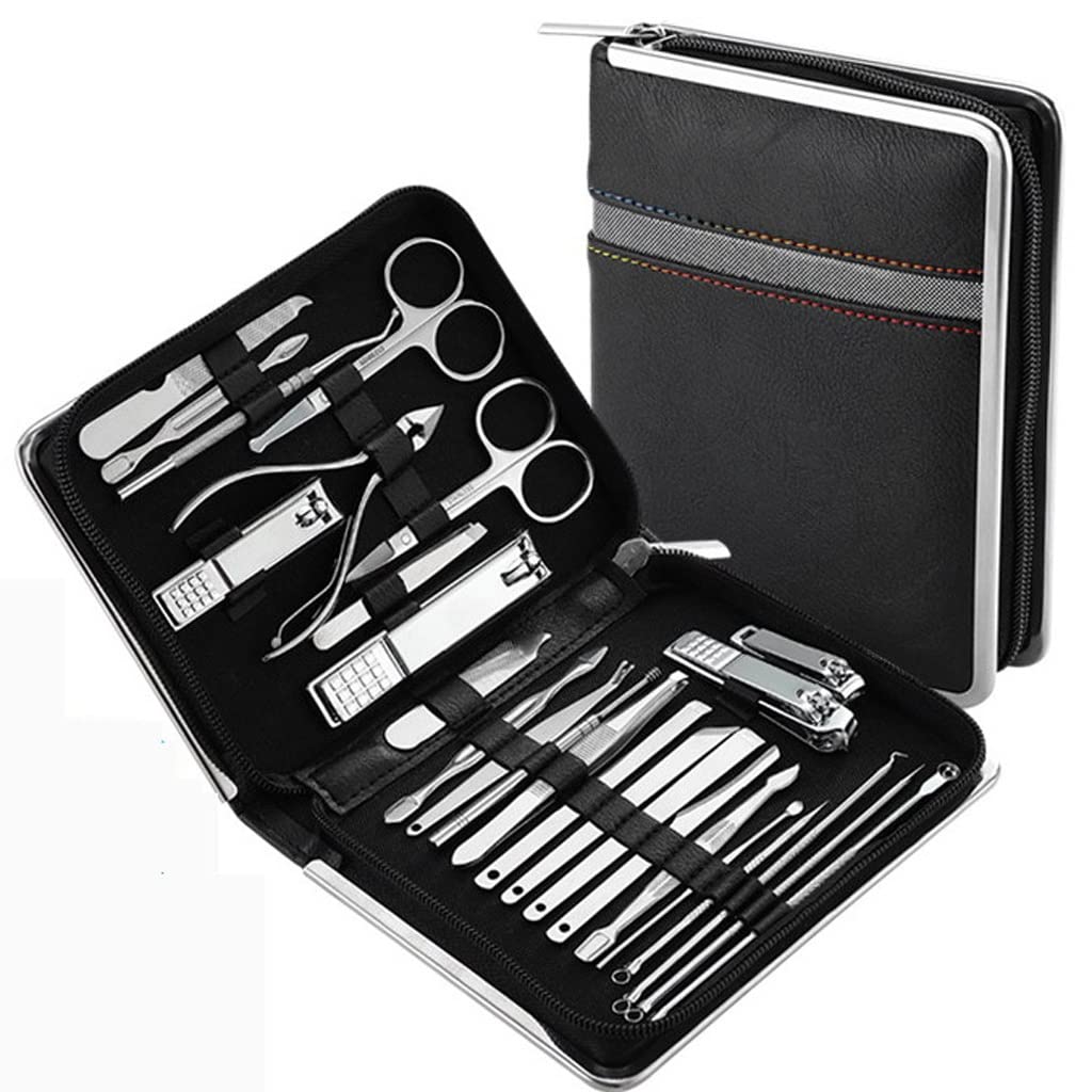 Stainless Steel Nail Clippers Manicure Set Cutter Scissor Cuticle Nipper Tools Travel Case Kit