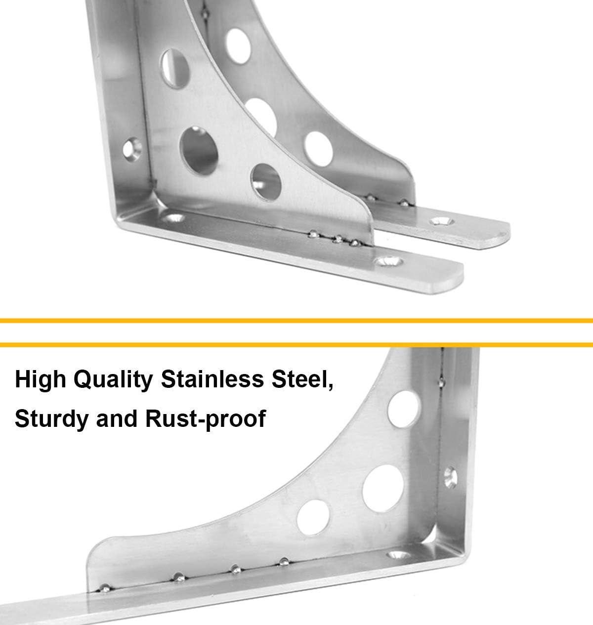 CBTONE 10 Inch Heavy Duty Shelf Bracket, Pack of 4, 10 x 6 Inch Wall Mounted Floating L Bracket Stainless Steel Triangle Shelf Supporter, Thicken 4mm, Included Free Screw Accessories