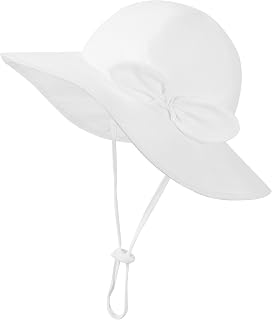 Baby Girl Sun Hat Infant Summer Beach Hat Toddler Bucket Hat UPF 50+ | Beach Essentials,Kids Travel Essentials,Swim Hat,Wide Brim,With Strap,Outdoor,Adjustable