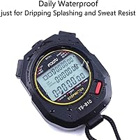 Vista 5 de FCXJTU Digital Sports Stopwatch Timer 10/100 Lap Split Memory Stopwatch Calendar Alarm, Pace Mode with 3-Row Extra Large Screen Water Resistant
