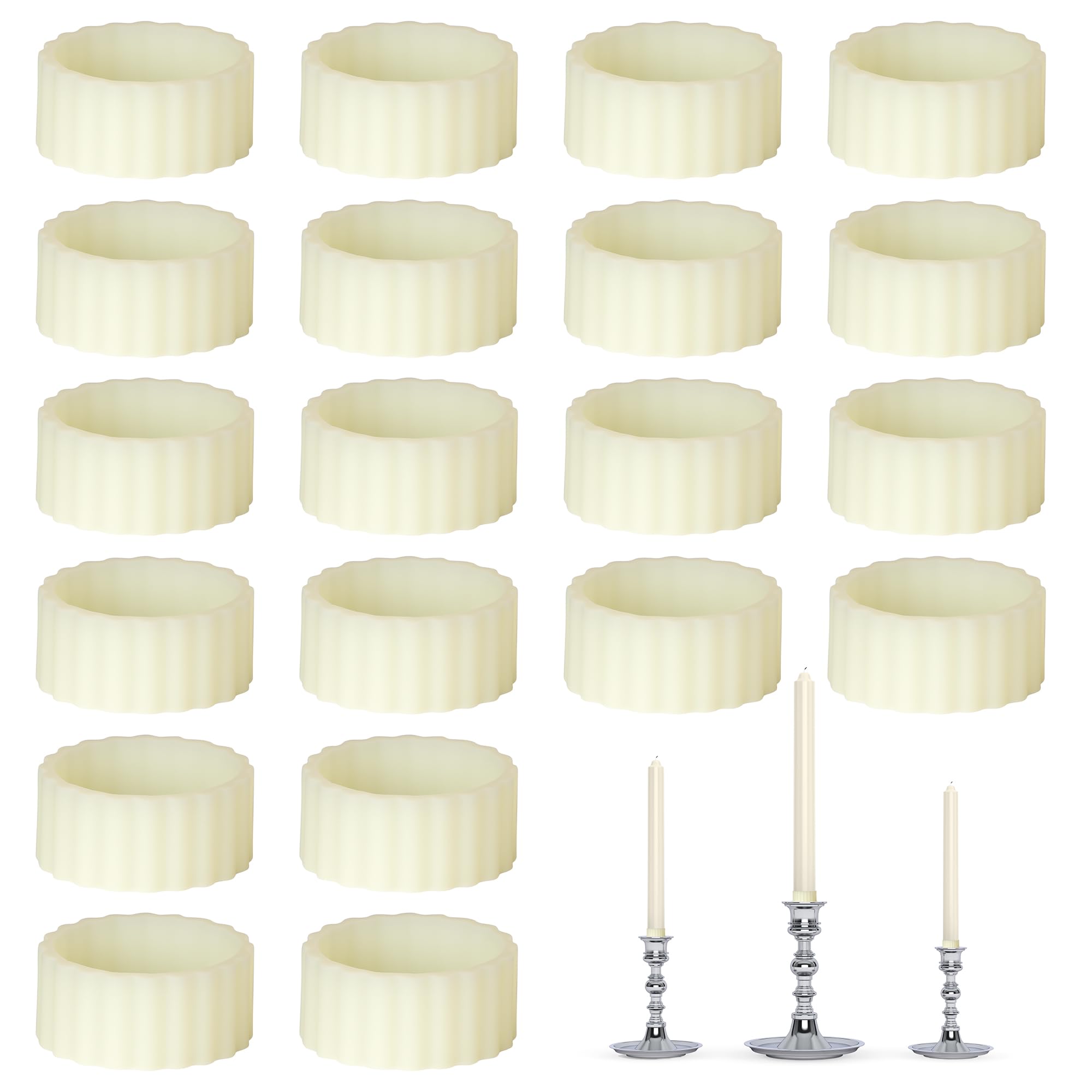 Rondelles en silicone pour bougies | Protection de vos bougeoirs de fête - 20 pcs