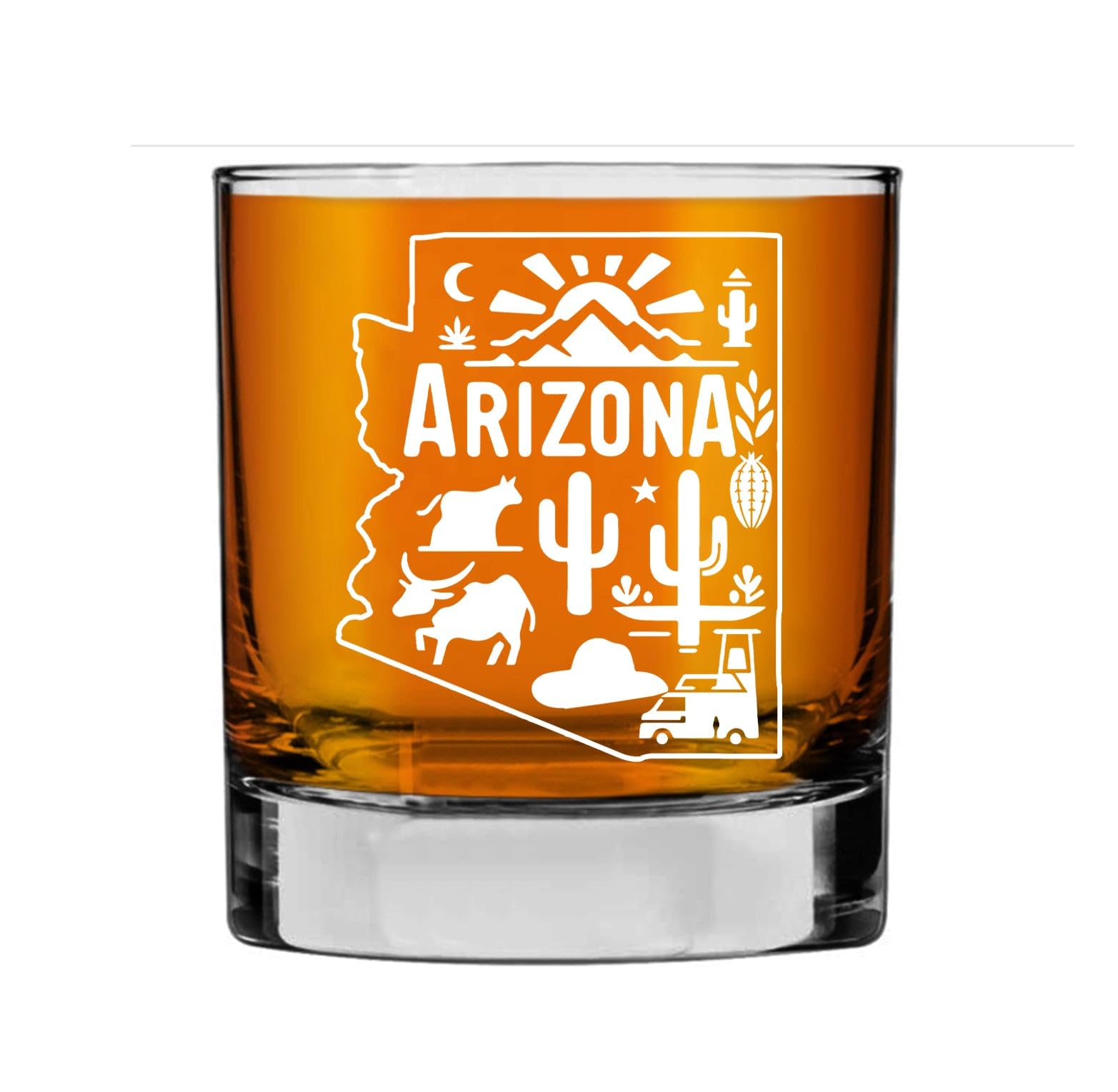 Verre à whisky avec contour de carte Arizona | Gobelet Old Fashioned américain