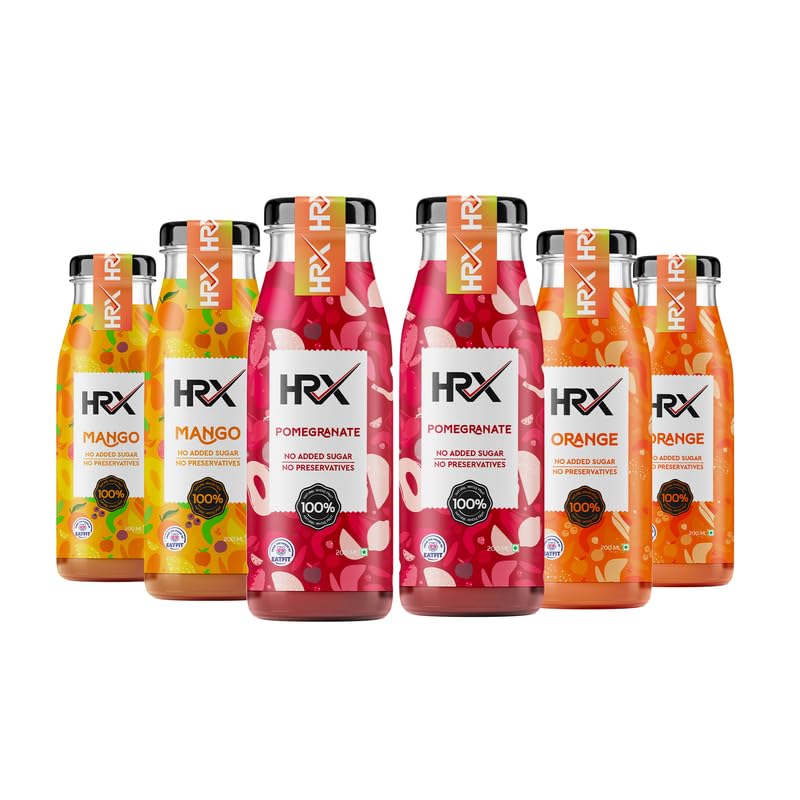 HRX Tropical Medley Combo | Mango, Orange & Pomegranate | No Added Sugar | No Preservative and Colours | 200ml (Pack of 6) (B0D73PMHHJ) Amazon Price History, Amazon Price Tracker