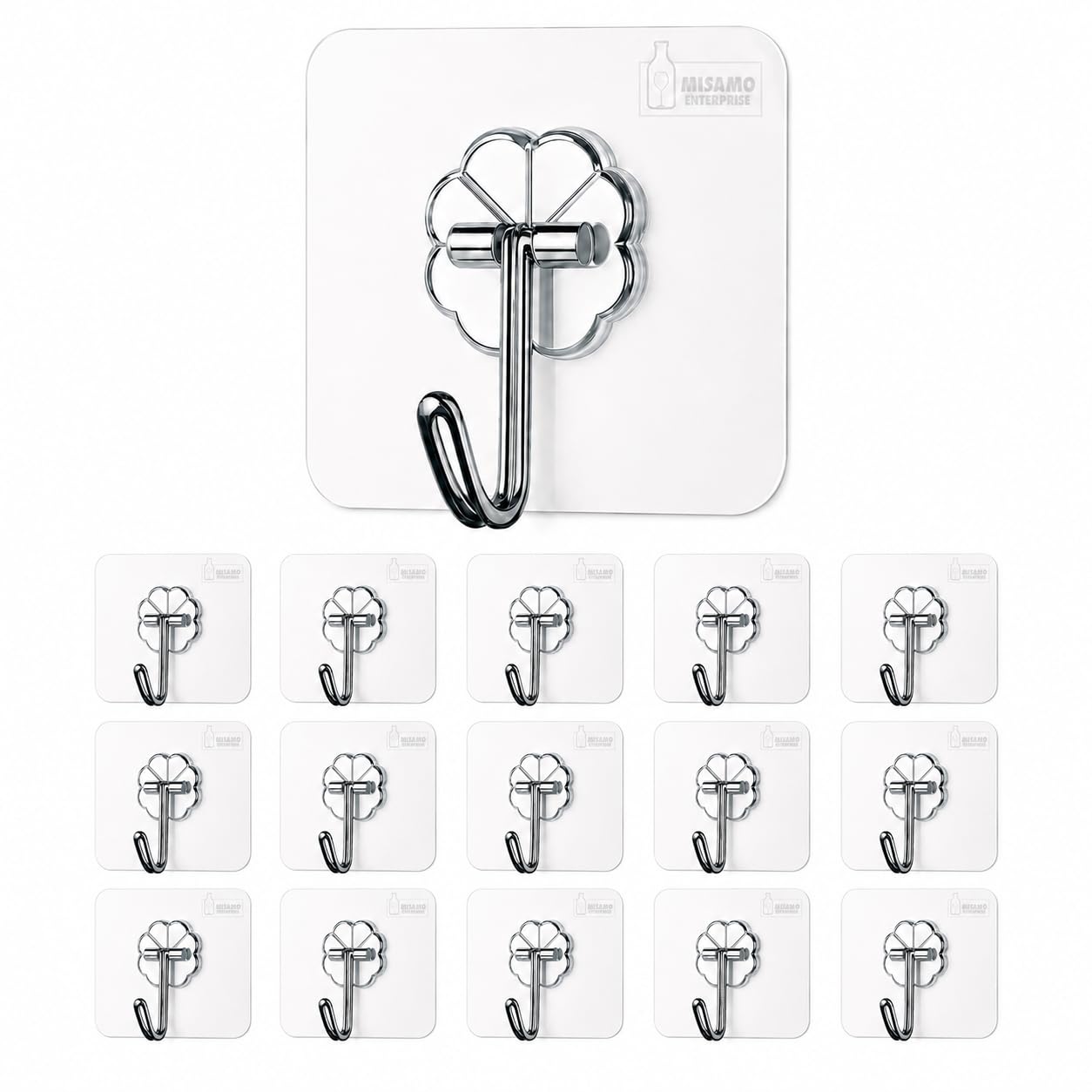 pvc wall hooks, pack of 15, transparent