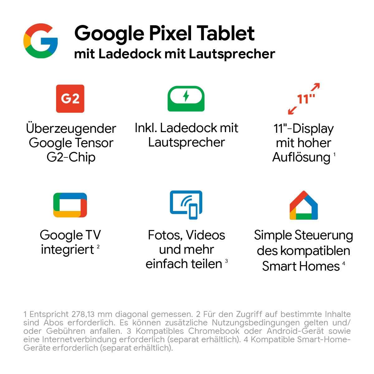 Google Pixel Tablet mit Ladedock mit Lautsprecher (11 Zoll-Display, 256 GB Speicher, Android, 8 GB RAM) – Hazel