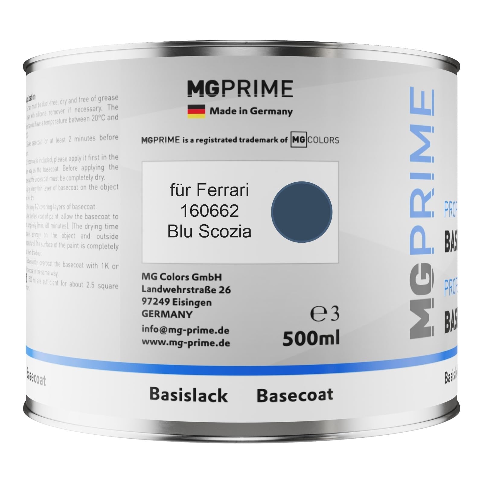 MG PRIME Kit pots de Peinture voiture pour Ferrari 160662 Blu Scozia 1,25L