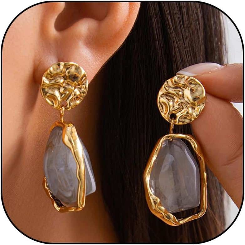 Gold Statement Earrings Vintage Brown Earrings Crystal Dangle Earrings for Women Vintage Jewellery Gold Jewelry Outfits Accessories