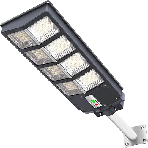 Luz solar de calle de 500 W para exteriores, 360 LED del atardecer al amanecer, luz de calle LED impermeable IP65 alimentada por energía solar,