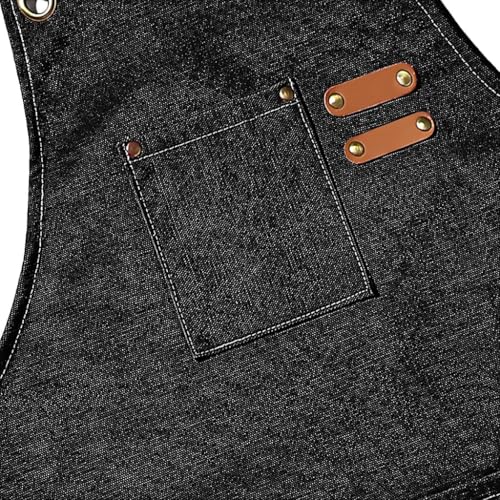 Image of Supvox Unisex Home Apron Waterproof, with Tool Pockets | Adjustable Waist Tie, Splash and Dust Coverage, Handy Storage, Thicken Canvas, Comfortable for Tasks, Wipe Clean
