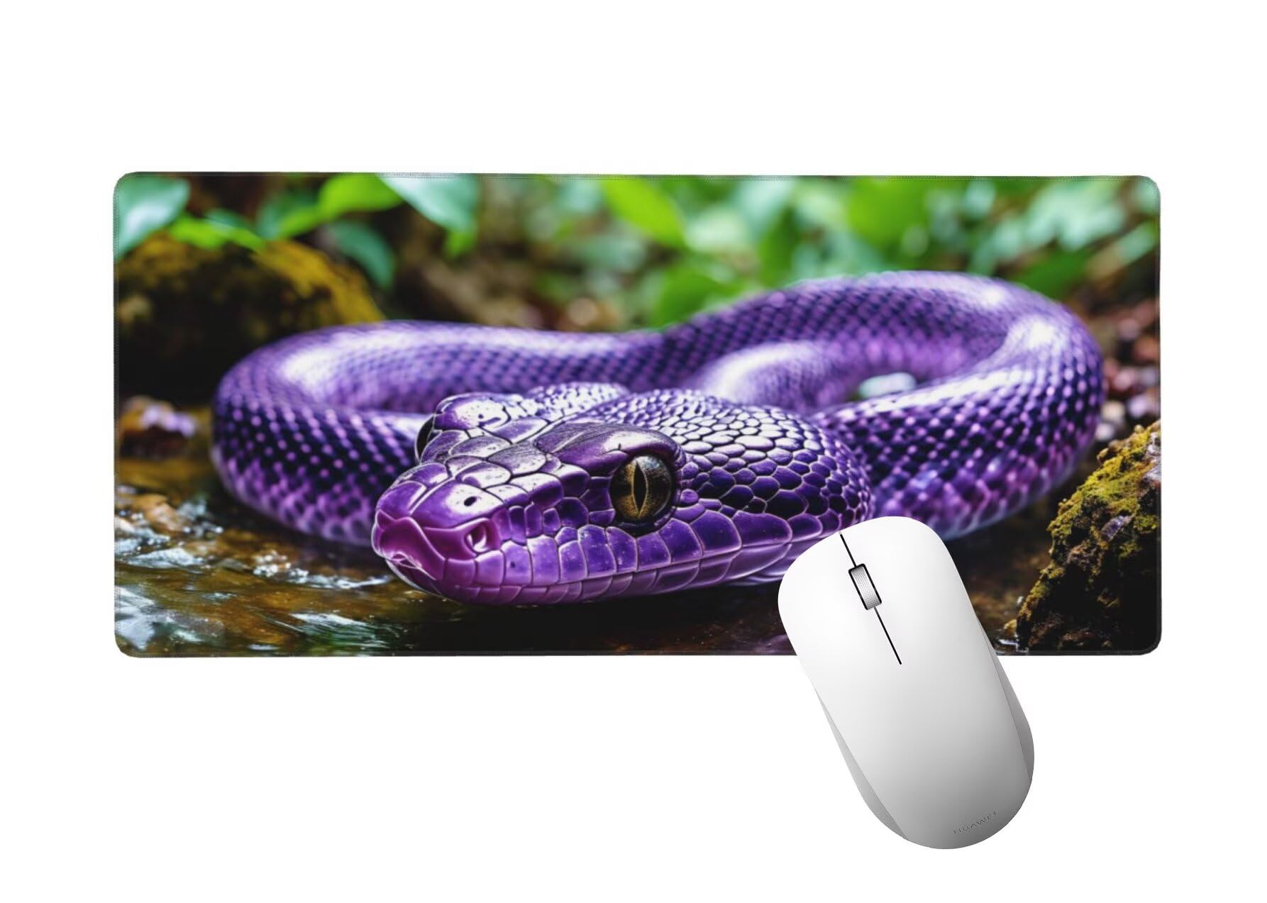 Tappetino Mouse XXL 1400 x 600 x 3mm, Tappetino Mouse Viola Mouse Pad, Esteso con Bordi Cuciti Gaming Mousepad Serpente, Base in Gomma Antiscivolo, Sottomano Scrivania, per Computer, PC, Laptop H-812