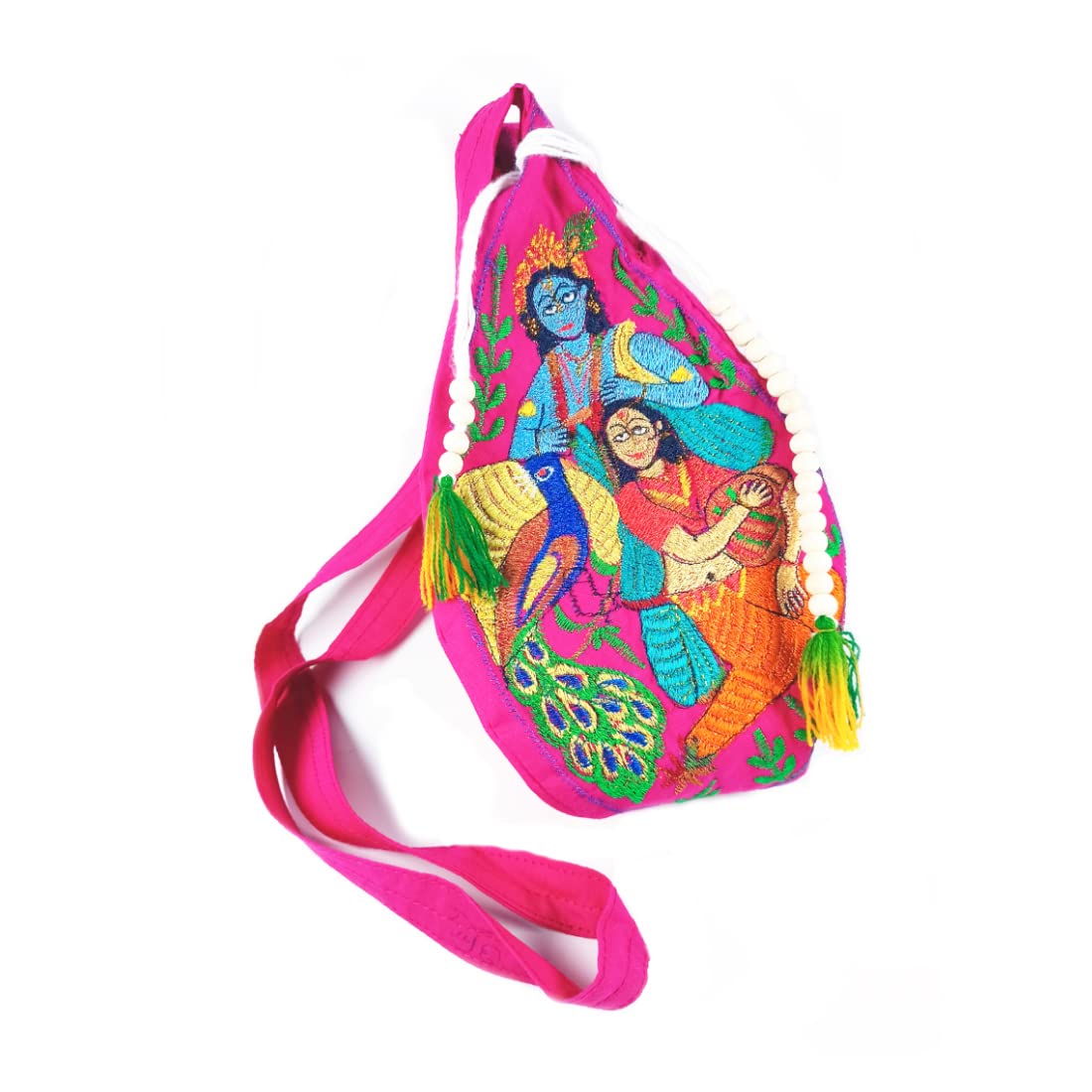 MAYAPURI Radha Krishna Embroidered Chanting Bag/Japa Mala Bag with Sakshi Mala Counter (Neon pink) (B0BS1S7CWV) Amazon Price History, Amazon Price Tracker