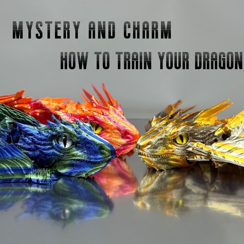 Feathered Wyvern Dragon - 3D Printed Articulated Dragon With Wings, Fidget Toy, Desktop Pet - Indulge in The Enchanting Realm of Dragons (Black Gold) - Image 5