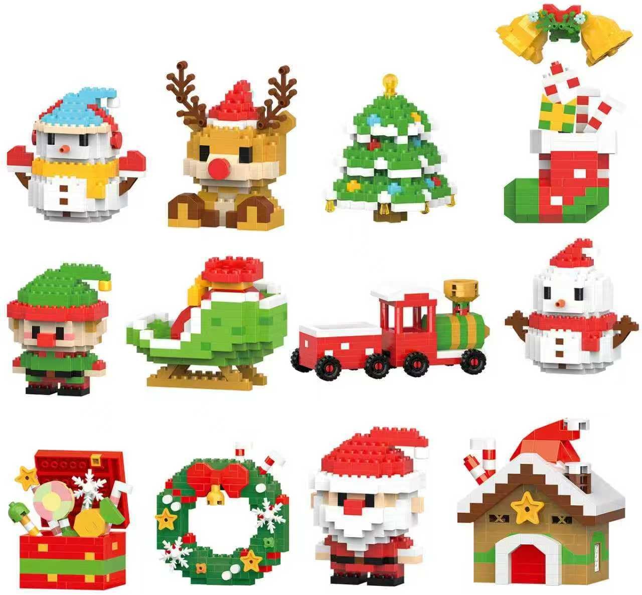 2025 Christmas Building Blocks Set, Stacking Bricks Christmas Decorations and Gifts Building Set Toys Xmas Gifts for Kids and Adults (Random 1 Set)
