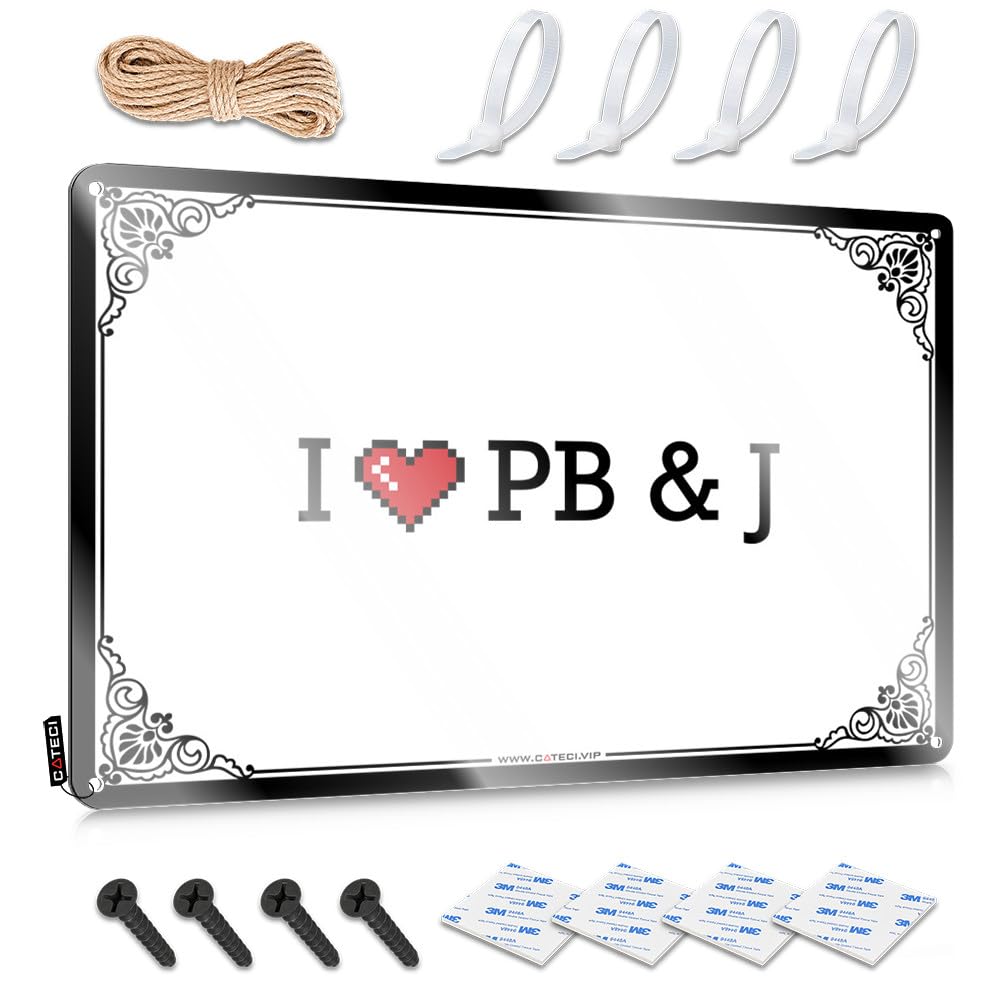 Fzfn Colour Vintage Wall Decor Humorous Retro Home Decor - I Love Pb & J Accessory Rustic Style Artwork For Ranch(30X40cm)