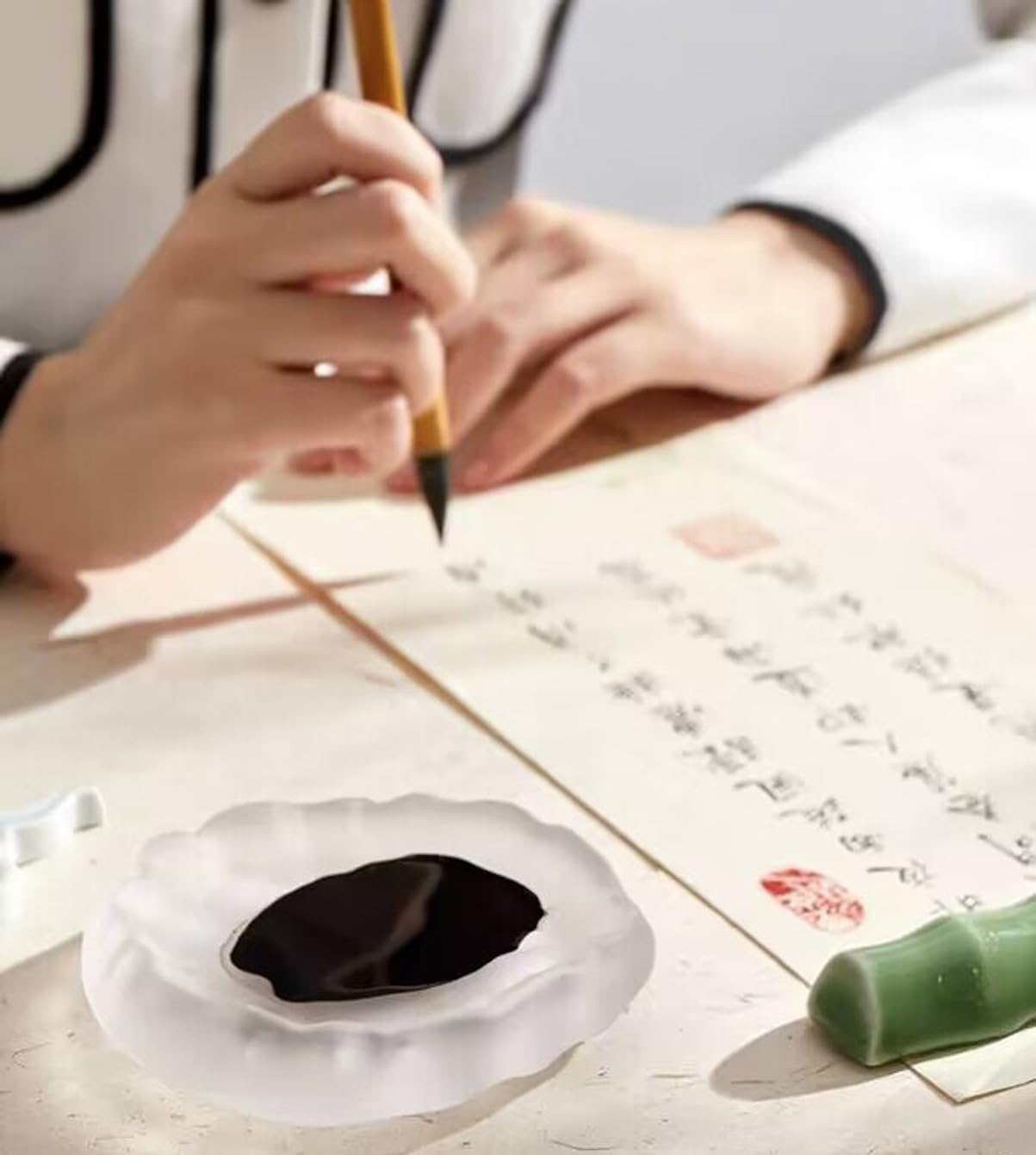 Chinese Calligraphy Ink Dish, Brush Rest Holder for Calligraphy