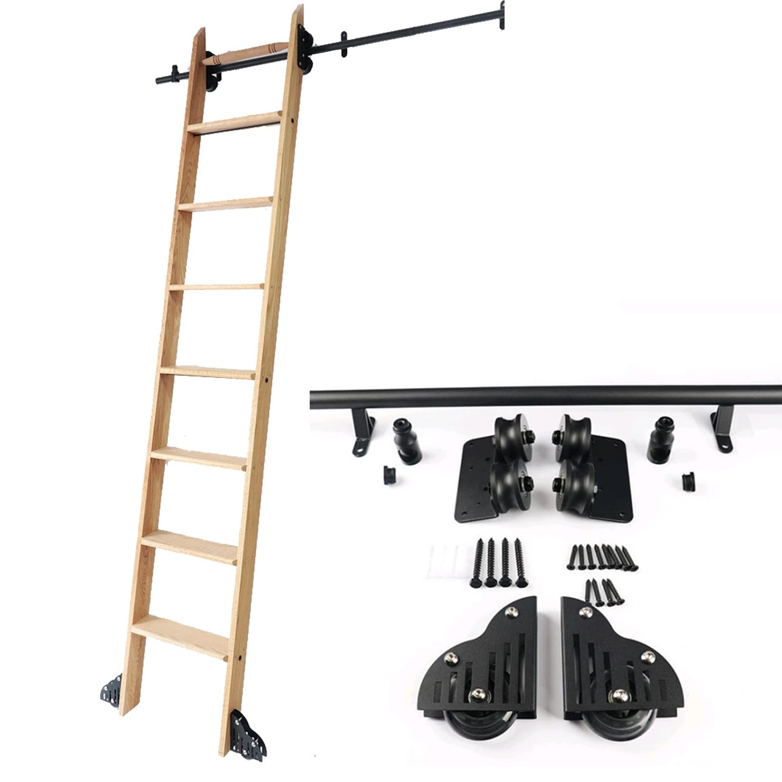 LWJSOCP Rolling Ladder System Rail Hardware Kit for Smooth Sliding Movement, Ideal for Home Libraries and Lofts