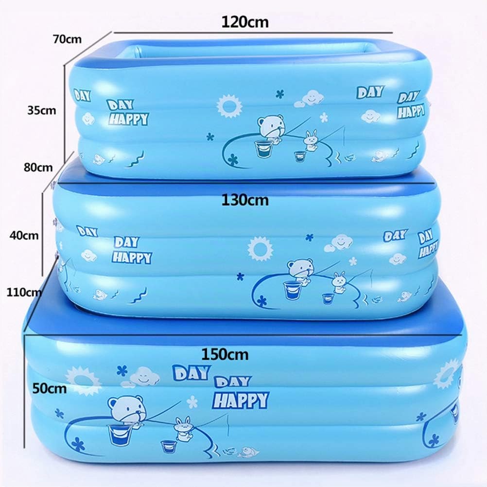 SIXRUN Piscina Gonfiabile Rettangolare per Bambini 120/130 Cm Piscina per Bambini in PVC Resistente per Uso Domestico per - Ideale per Nuotare e Giocare per (BLUE)