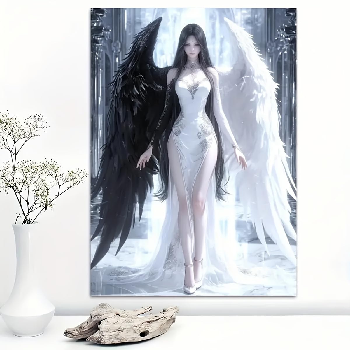 Póster de ángel de anime en lienzo para decorar tu salón u oficina con arte moderno 50x70