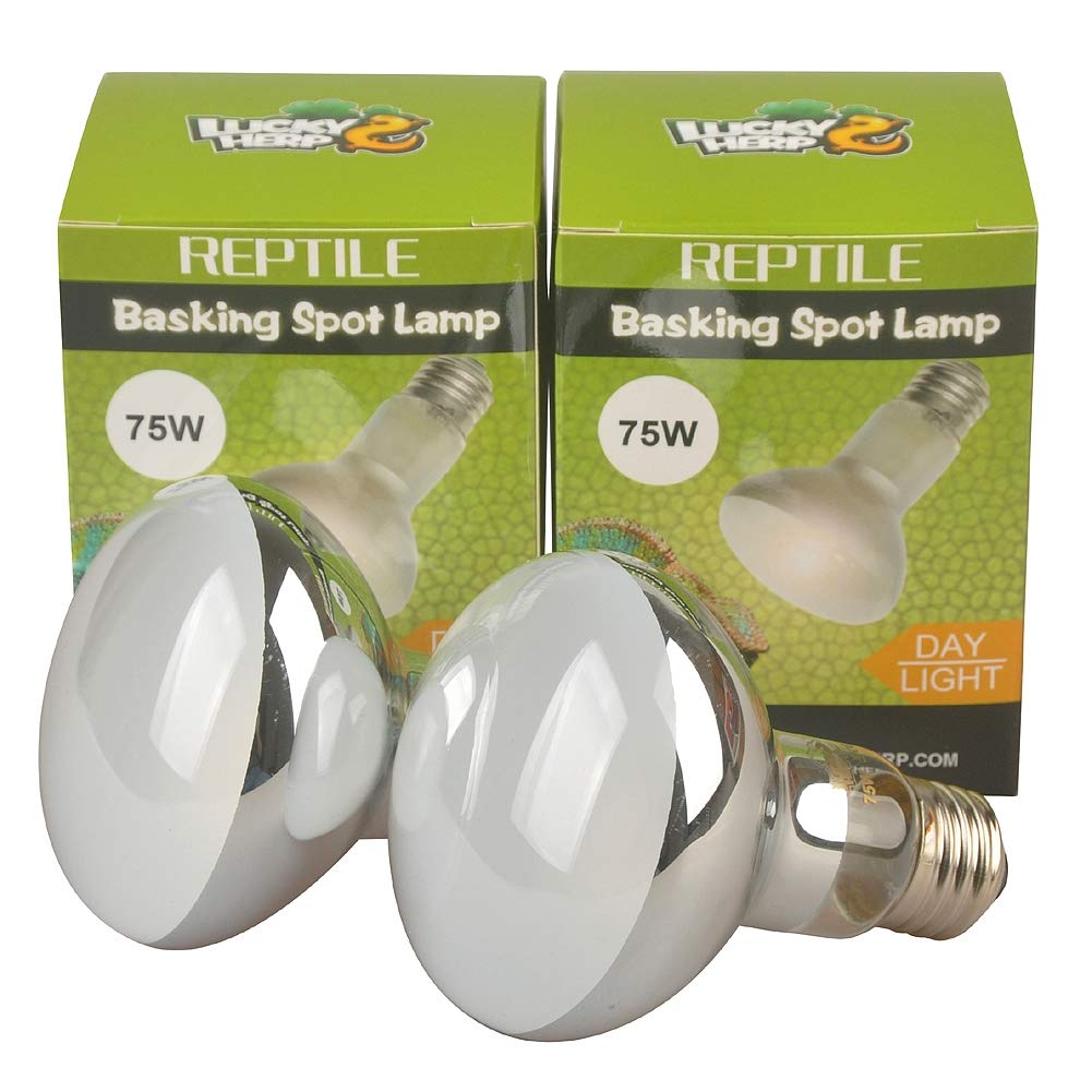 LUCKY HERP Reptile Basking Spot Lamp,Daylight Heat Bulb,2-Pack (75W)