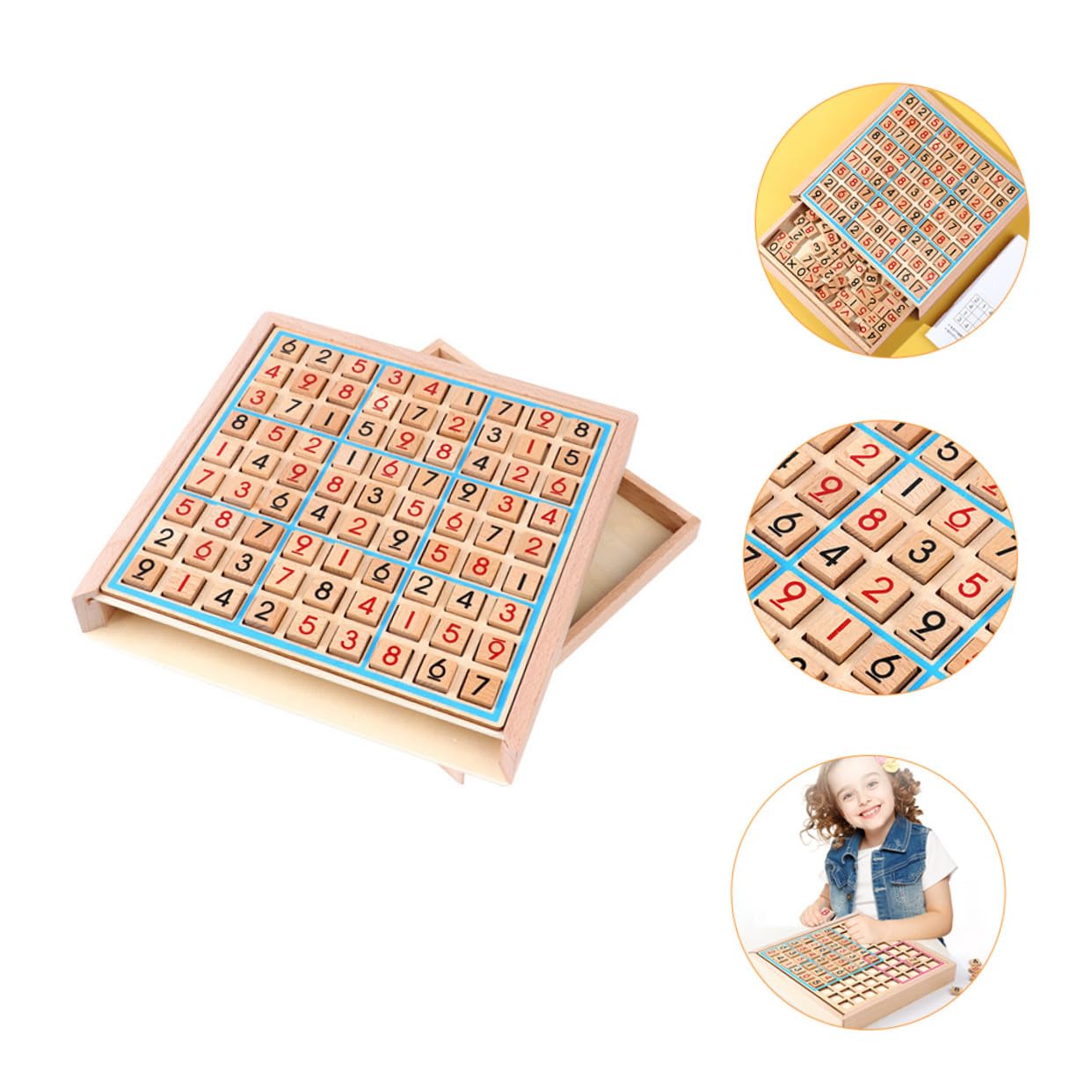 Juguete de Sudoku para Niños de Madera 9 Cuadrículas Decoracion Colegio