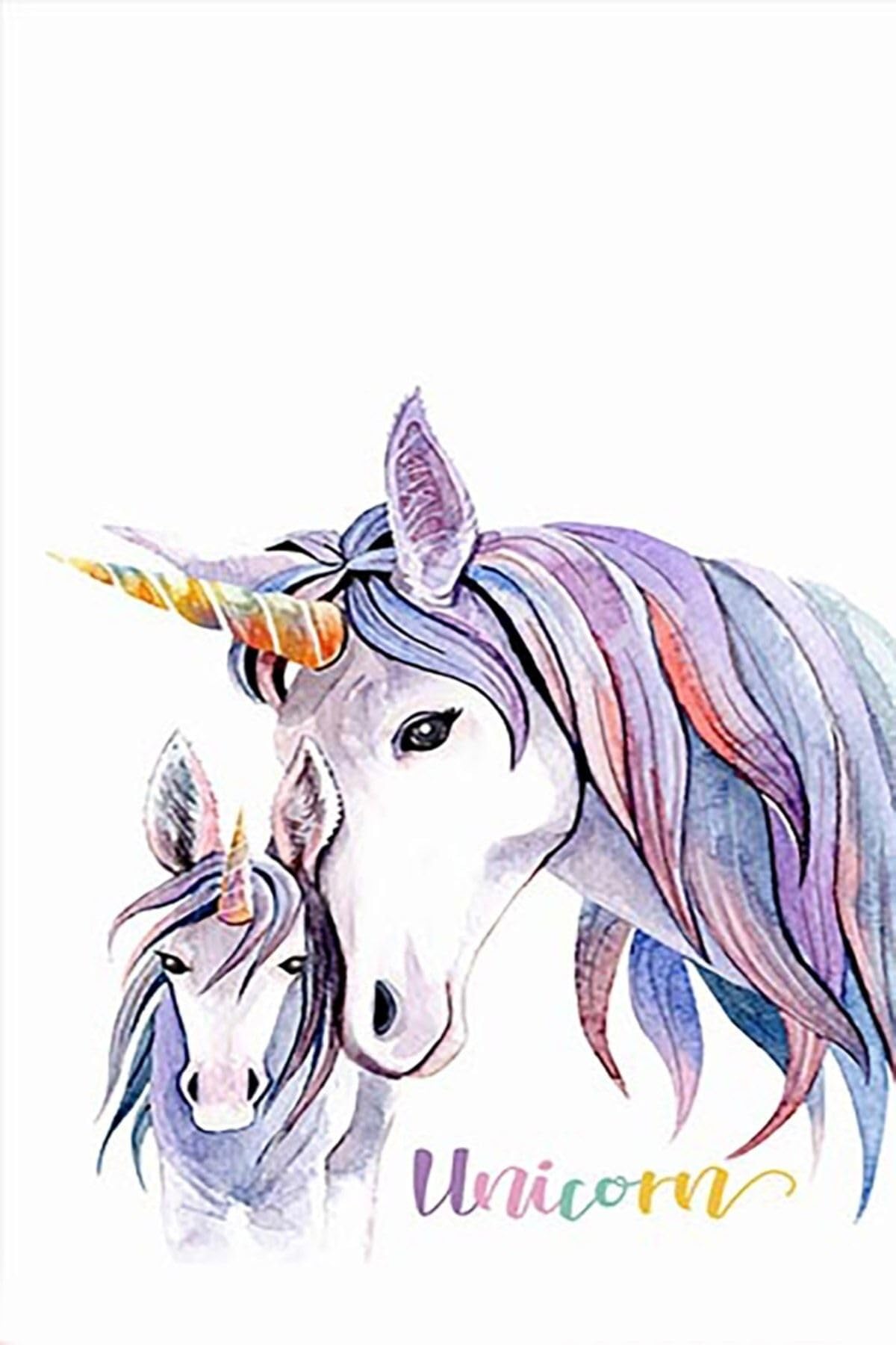 Pelangi Unicorn At Desenli Halı Dijital Baskı Yıkanabilir Kaymaz Taban Beyaz Çocuk Odası Halısı, Mavi-Beyaz 80 x 350