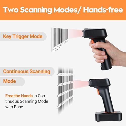 Miniatura 2 de Tera Pro 1D 2D QR Escáner de código de barras inalámbrico con pantalla de visualización Indicador de nivel de batería Pantalla de tiempo funciona