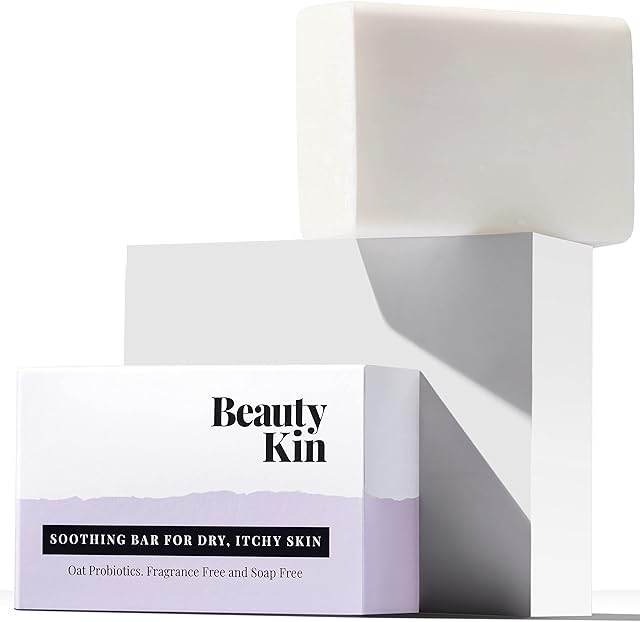 Soothing Cleansing Bar for Dry Itchy Skin | Oat Prebiotics, Probiotics and Postbiotics | Soap Free | Vegan, Sustainable, Cruelty Free for Adults, Kids | Can use as Shaving Bar | UK Made | Beauty Kin