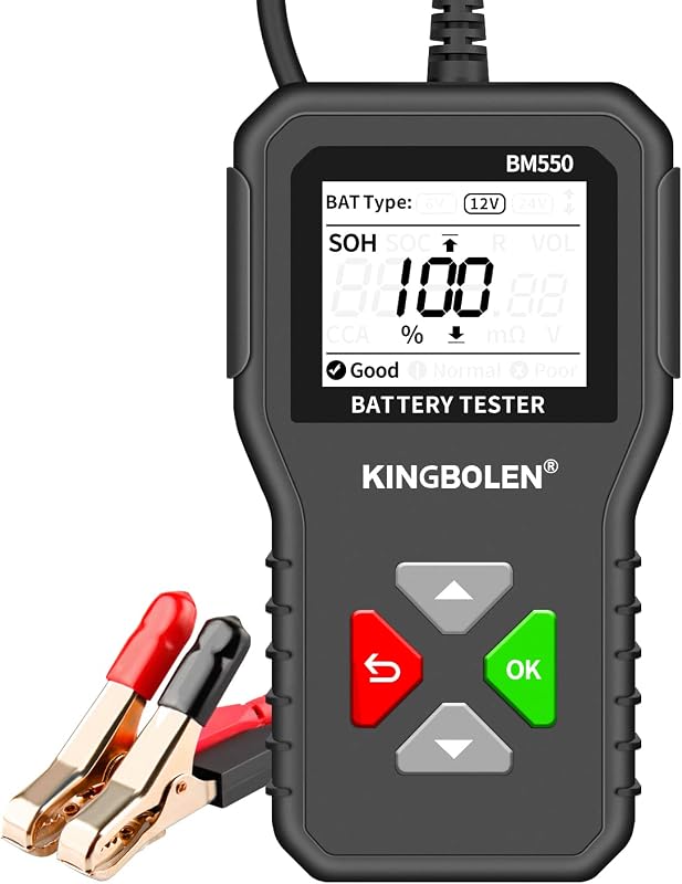 BM550 6V 12V 24V Car Battery Tester，Auto Battery Analyzer | 100-2000 CCA BM550 Battery Tester, Accurate Digital Automotive Alternator Tester for Cars Trucks SUV ATV Boats Motorcycles