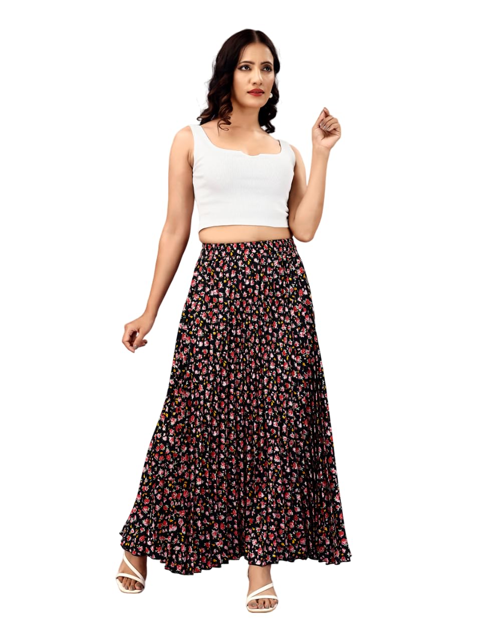 zwerlon | Effortlessly and Beautiful Floral | Floral Pleated Maxi Skirts for Women | Perfect Long Skirts Elastic Waist-picture-12