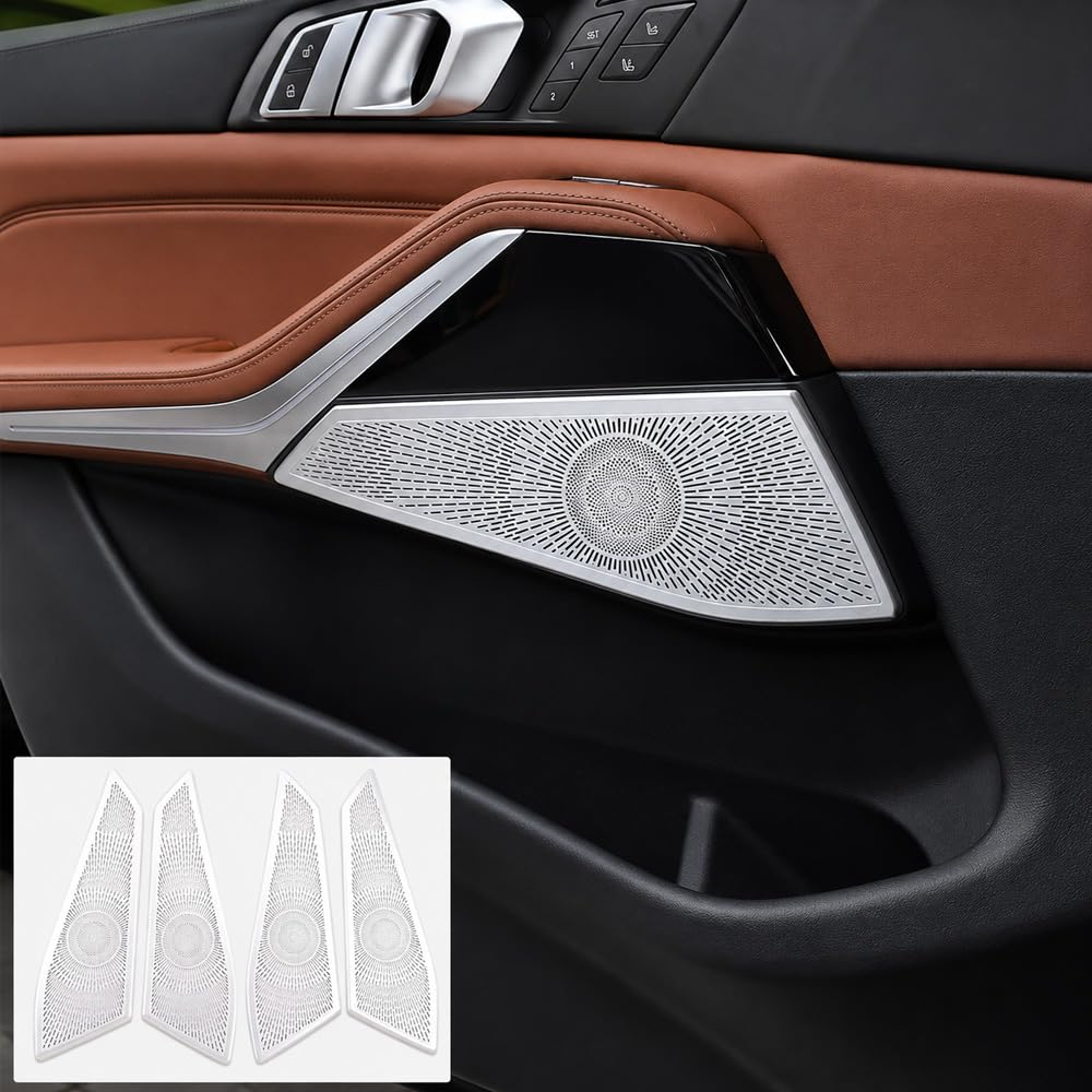 Riloer Osłona kratki głośnika samochodowego, osłony ochronne do drzwi wewnętrznych | Kompatybilne z BMW X5 G05 Pre Facelift 2019-2022, przednie tylne czterodrzwiowe pokrowce dekoracyjne