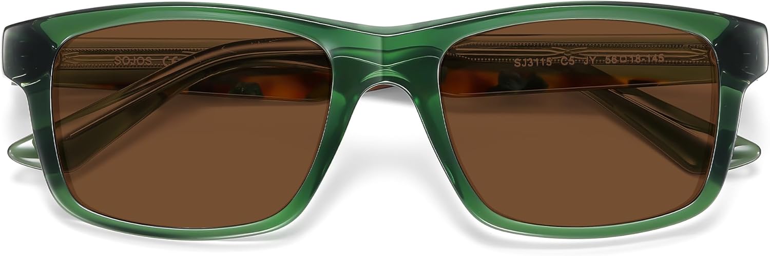 SOJOS Rectangle Polarized Sunglasses for Men Women Classic Acetate Frame UV Protective Wide Vision Shades SJ3115 - Image 6