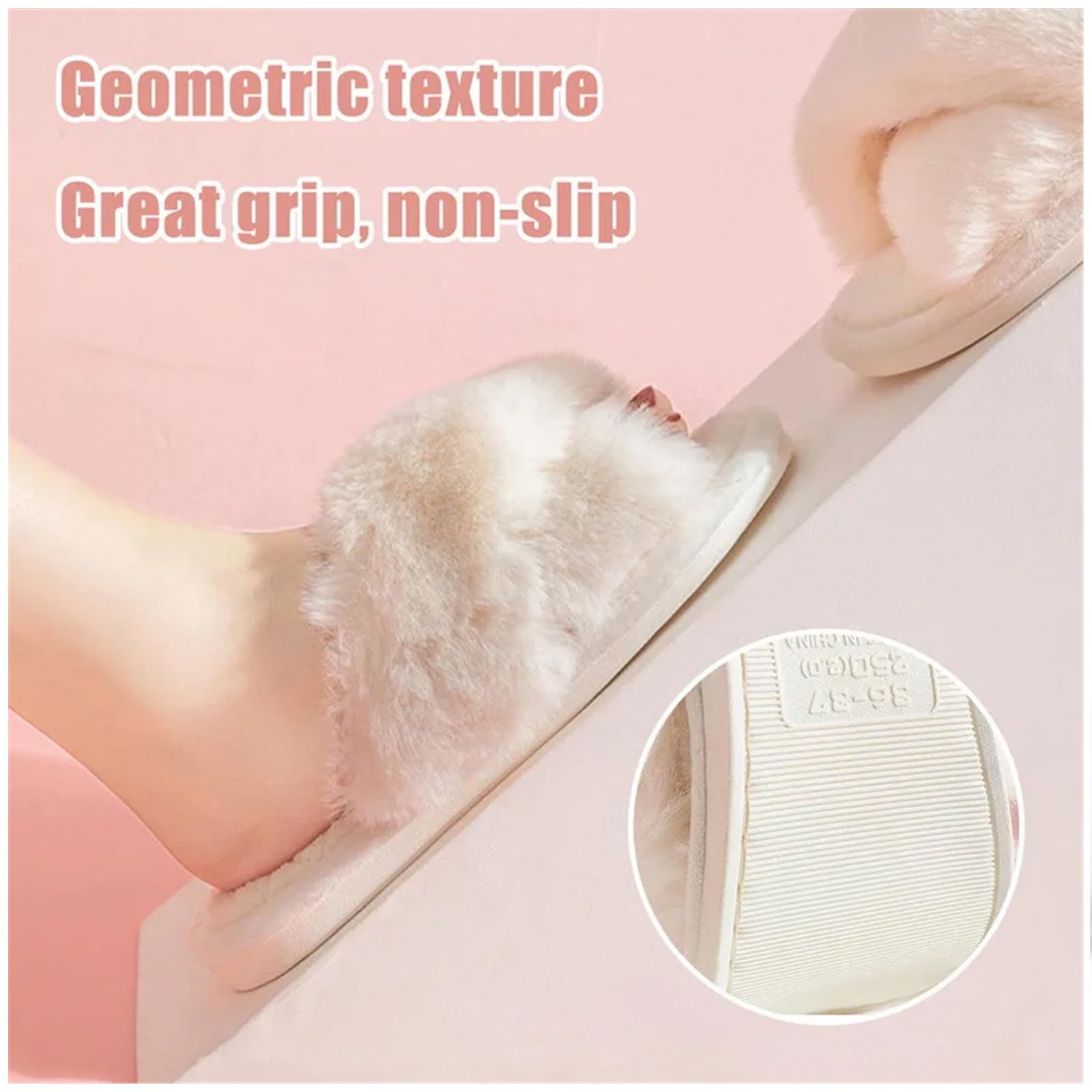 Ciabatte Donna Invernali Slifori A Croce Fluffy Slifori Anti-Slittamento, Caldi E Lussuosi Pannelli Interni per Le Donne-gray-38-39