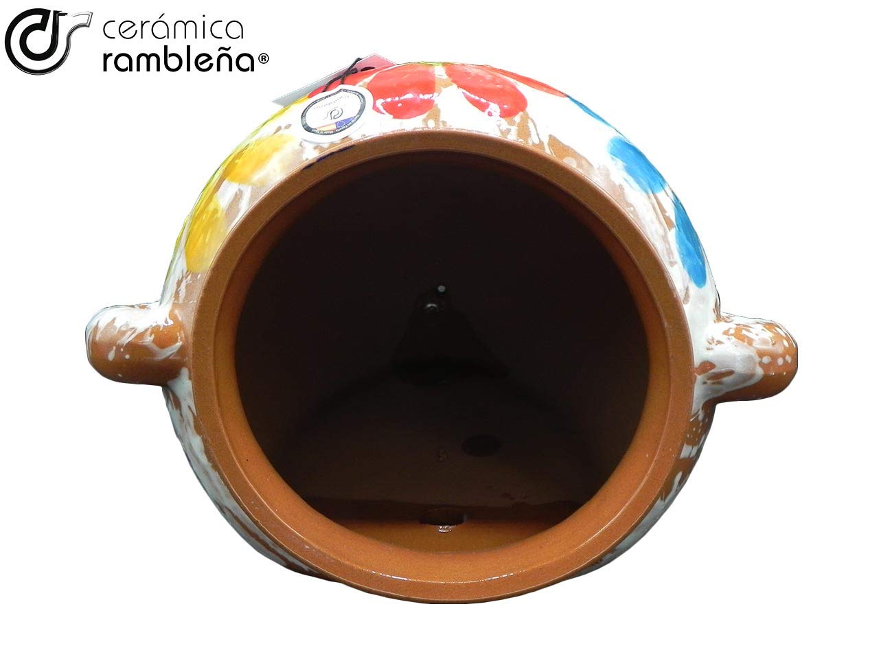 CERÁMICA RAMBLEÑA | Maceta Colgante orza | Maceta de Barro para Colgar | Maceta Pared | Patios de Córdoba Decorado Primavera | 100% Decorada a Mano | 25x26x18 cm