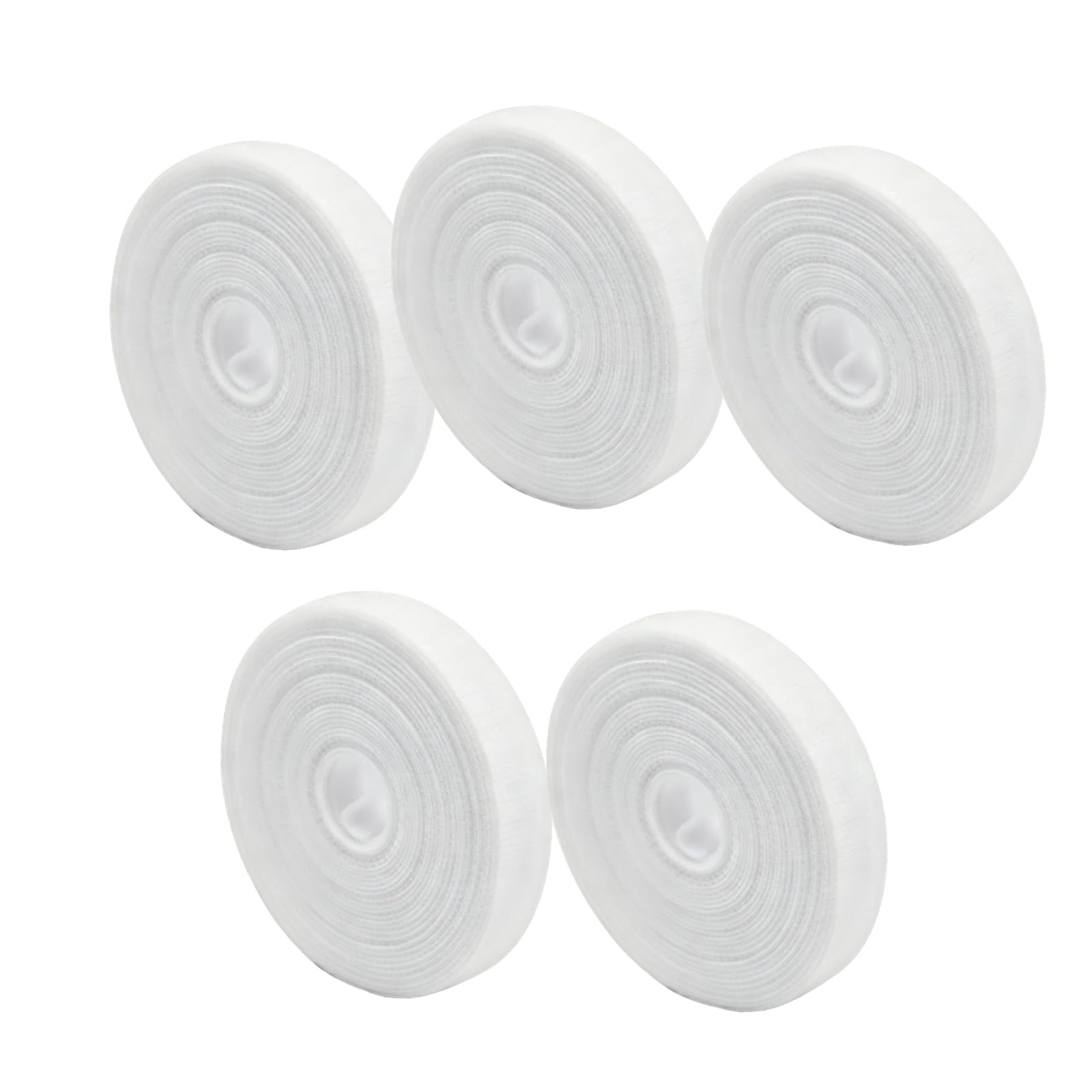 Cravatte da giardino riutilizzabili con gancio e anello, 5 pezzi, regolabili per piante bianche, delicate sulle piante, uso interno ed esterno (larghezza 14,5 mm x lunghezza 50 m)
