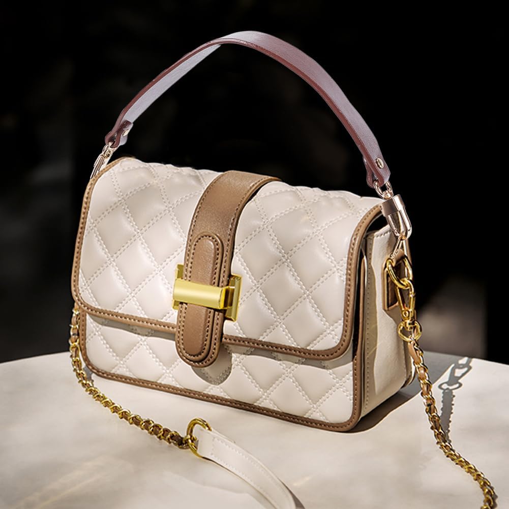 PH PandaHall Genuine Leather Purse Strap, 14.5" Short Bag Strap Replacement Cowhide Bag Handles Wide Bag Strap with Light Gold Swivel Buckles for Purse Handbag Tote Briefcase, Brown, 1PC - Image 5