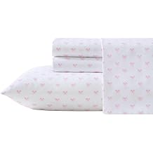 Laura Ashley Kids - Twin XL Sheet Set, Ultra-Soft Microfiber Bedding with Fully Elastic Fitted Sheet, Kids Bed Set with Pillowcase, Easy Care Bedding, College Dorm Room Essentials Lovely Bows