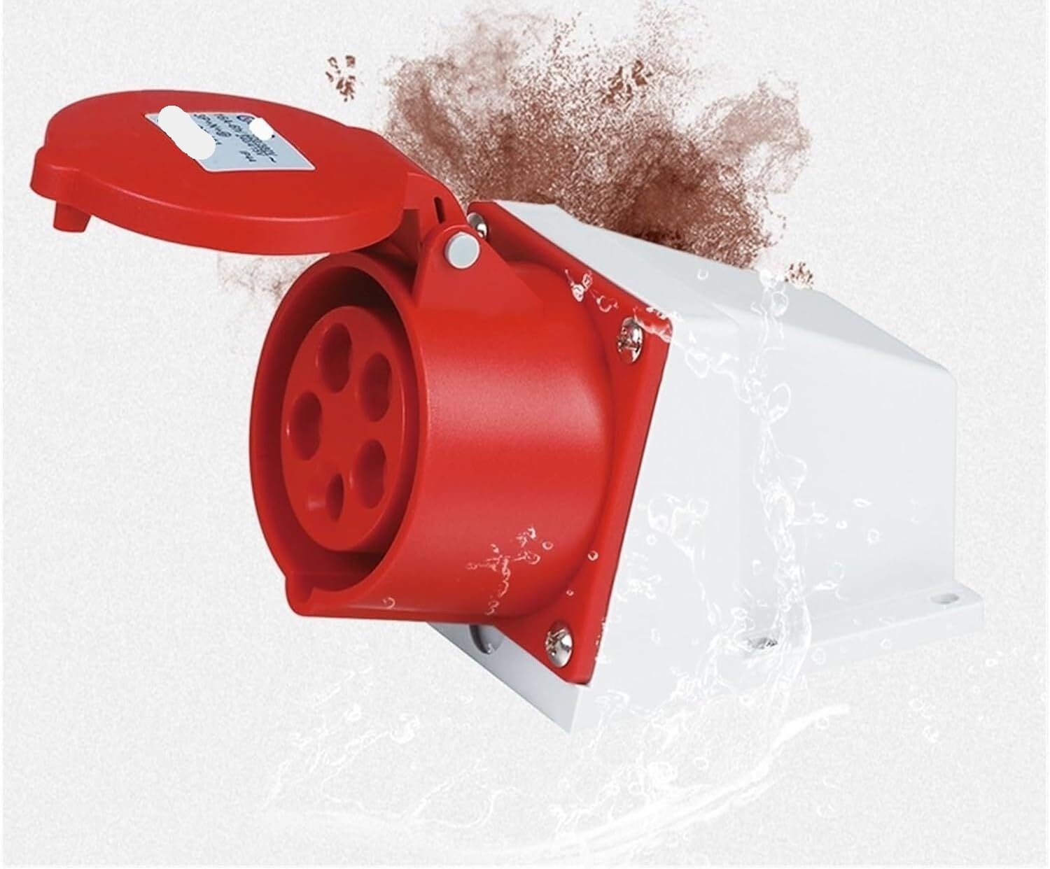 Set di 1 presa e spina industriale impermeabile - Connettori maschio e femmina a 3 e 4 poli inclinati nascosti e 5 fori(5p32a Concealed Gp425)