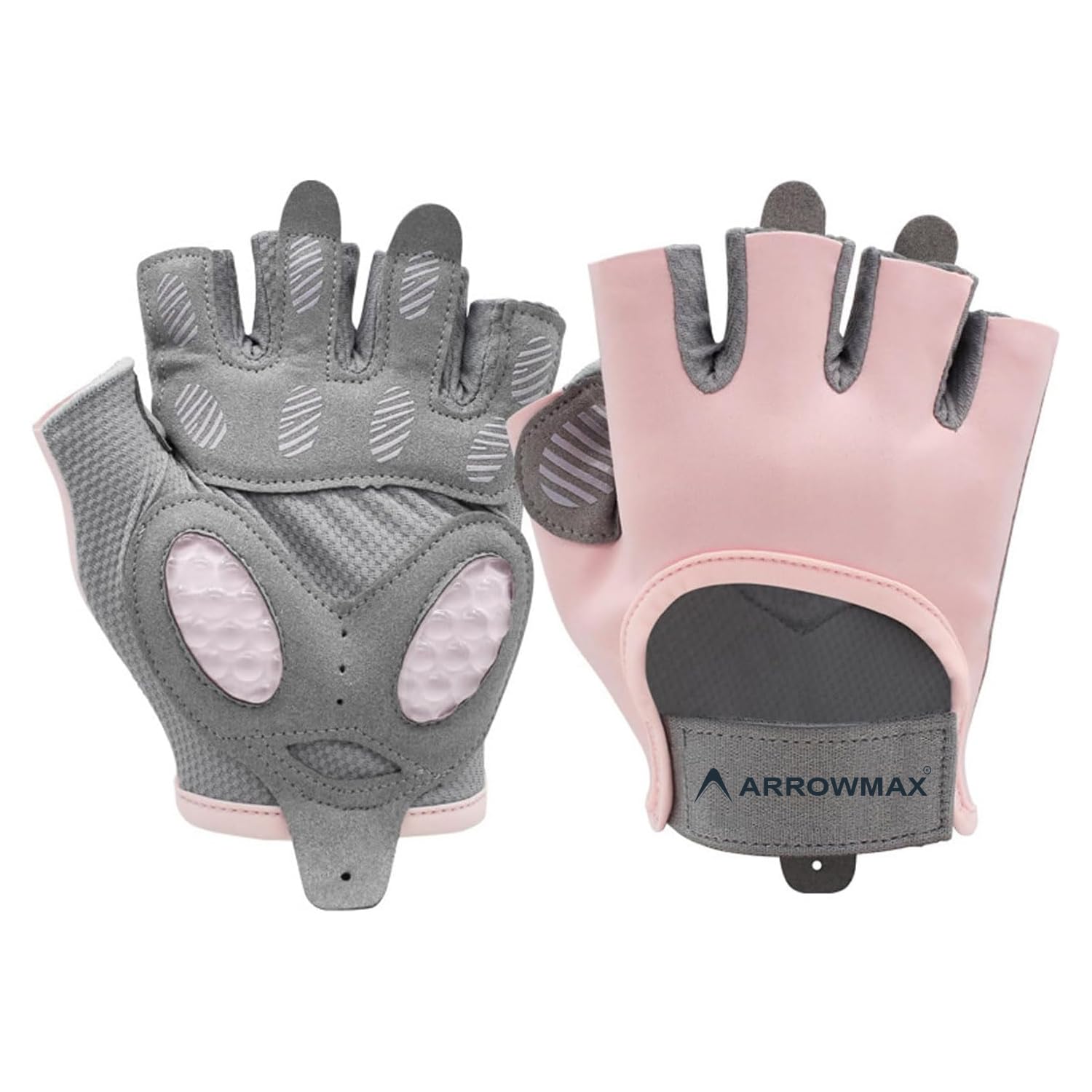 ArrowMax Gym Gloves for Women – Breathable Padded Workout Gloves with Wrist Support & Anti-Slip Grip, Half-Finger Small Pink Weight Lifting-image-34