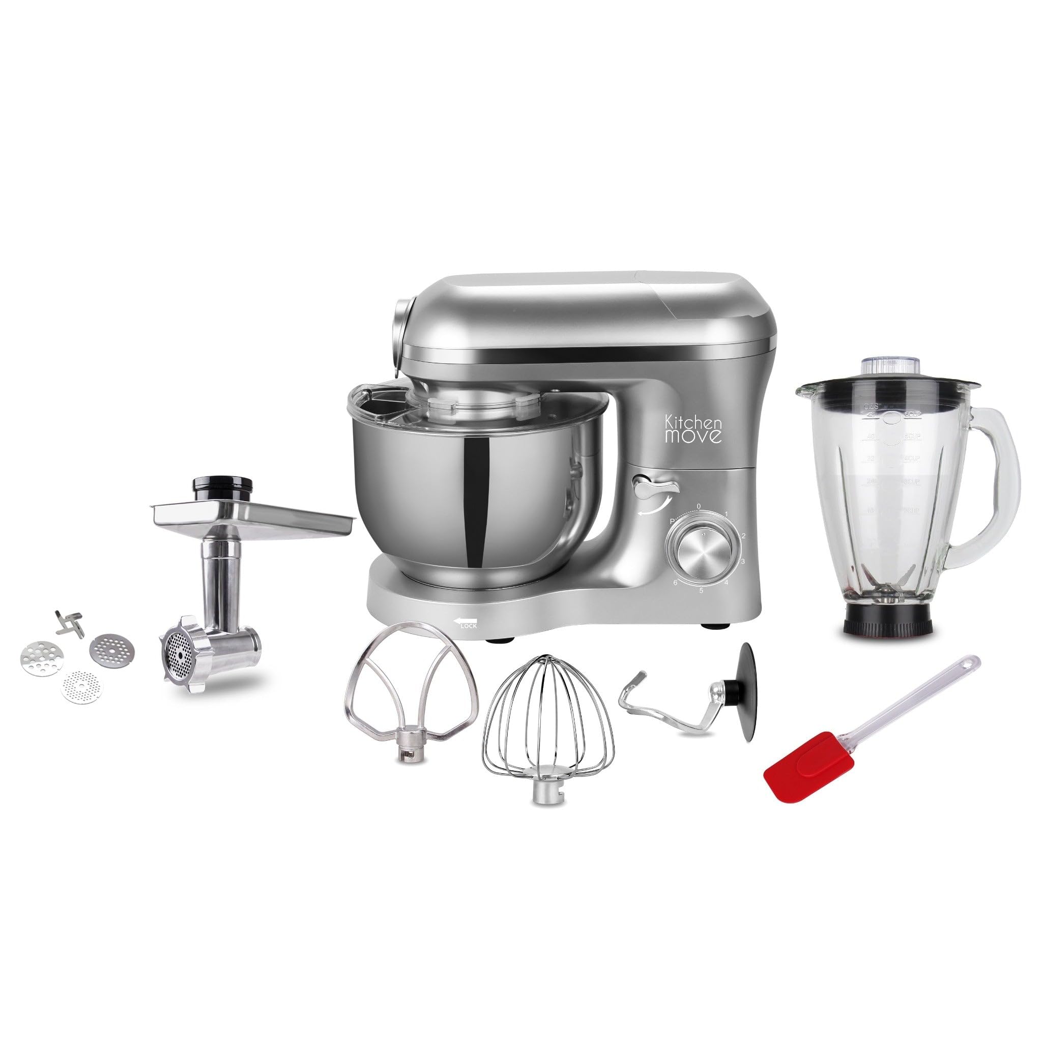 KITCHEN MOVE Robot patissier hachoir blender multifonction 1500W bol 5.5L VIPER PRO Gris acier