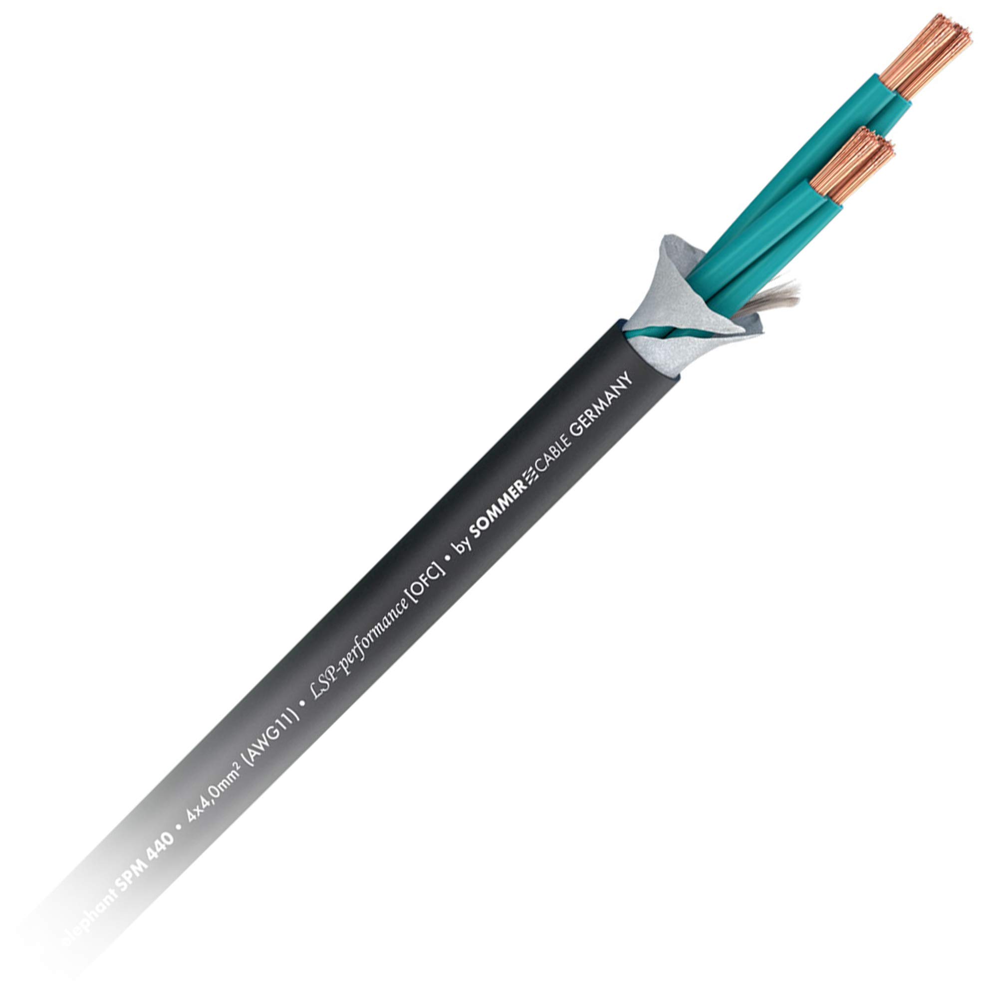 Sommer Cable - Câble d'enceinte Elephant Robuste SPM440 ; 4 x 4,00 mm² ; PVC Ø 11,00 mm ; noir (10 m)
