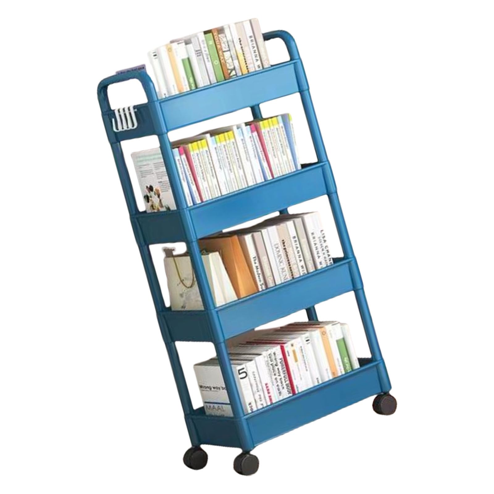 RAFGALDEX 4 Tiers Snacks Organiser Cart with Adjustable Shelves Space Saving Rack Practical Storage Trolley for Household Use Bathroom Storage Rack