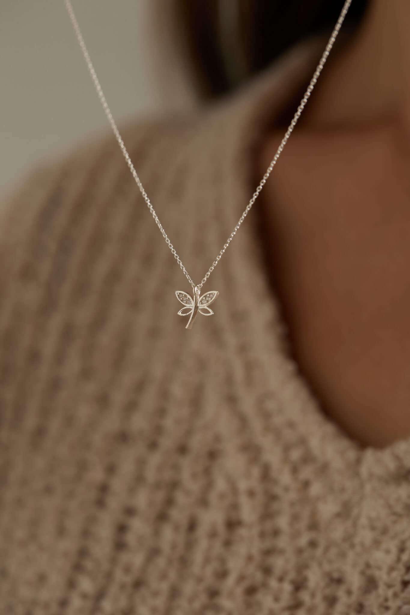 Einzelstück Dragonfly Libélula Mariposa Colgante 925 Joyería de Plata de Ley