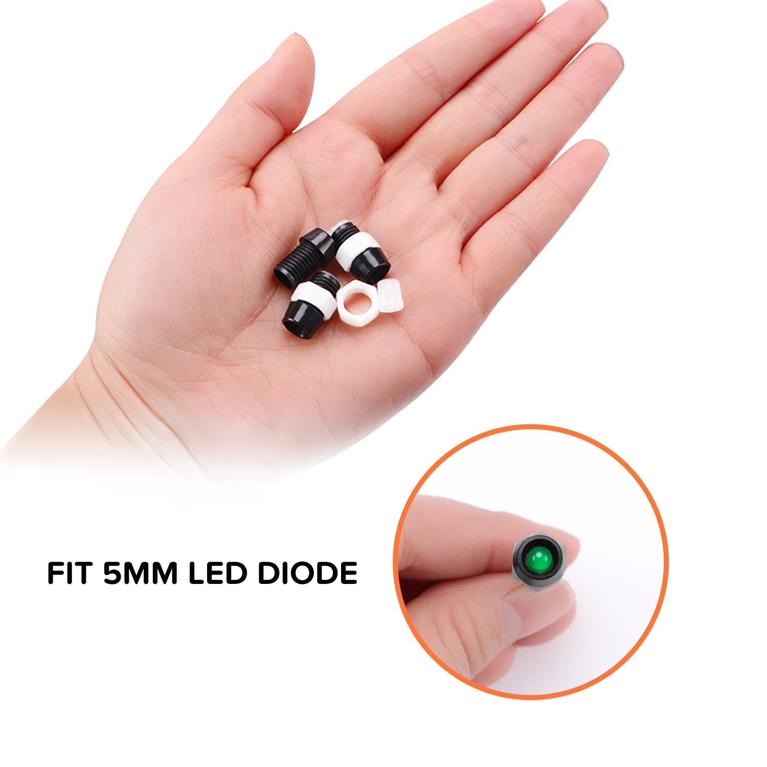 VISSQH Pack Of 160 Black LED Diode Lamp Holder, 5 Mm LED Plastic Clip Holder, LED Mounting Clip, LED Diode Socket, LED Light Emiting Diode Mounting Frame, Mounting Ring (Cylindrical - View #5