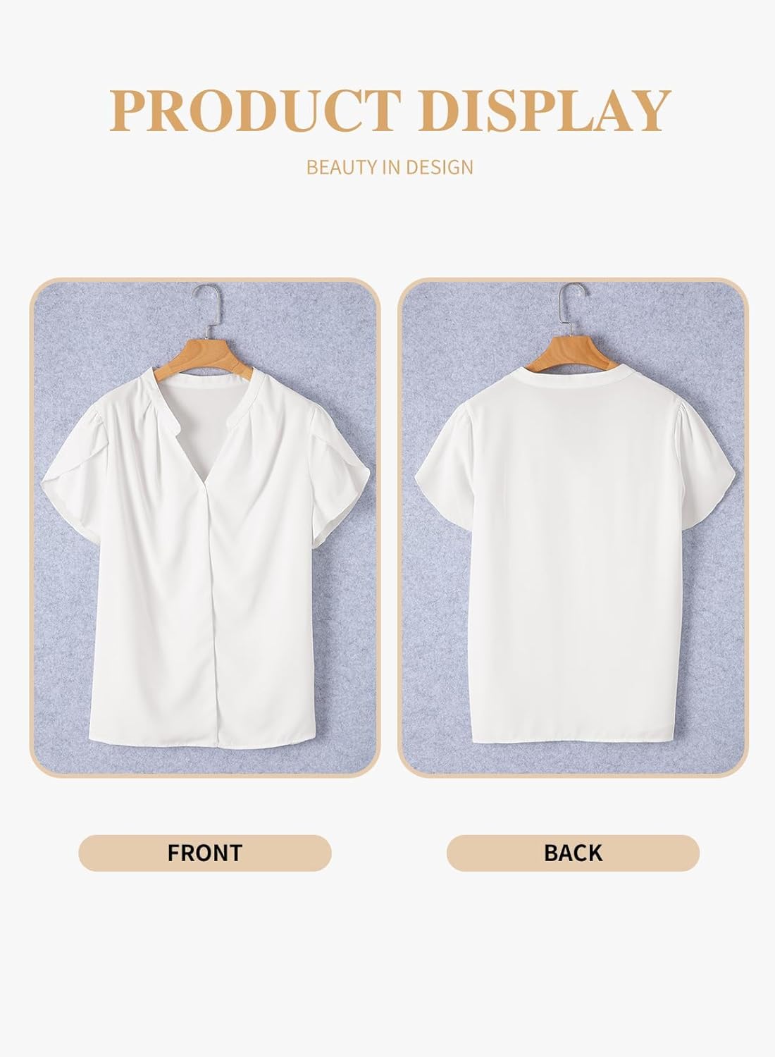 Eytino Women Plus Size Shirts Summer V Neck Petal Sleeve Business Work Dressy Blouse Tops(1X-5X) - Image 4