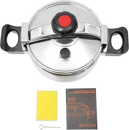 Miniatura 9 de Olla a presión de acero inoxidable de 7.4 cuartos de galón, olla a presión a prueba de explosiones, olla de cocción rápida con anillo de silicona y