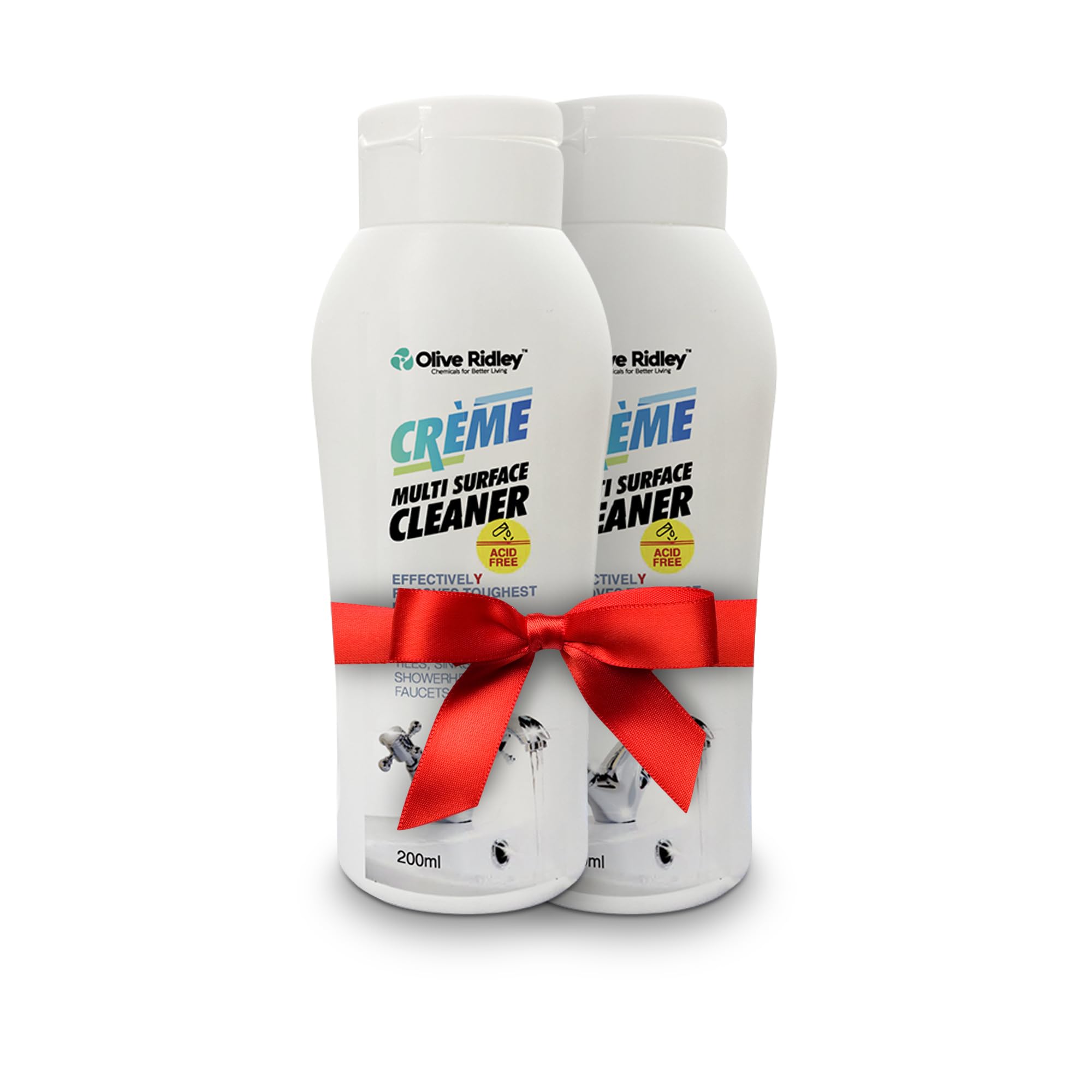 Olive Ridley | CREME multi surface cleaner| Effective Stain Eliminator! All-in-One Cleaner for Tiles, Sinks, Taps, Showerheads, Faucets| Removes toughest Stains and dirts-200 ml| Pack of 2