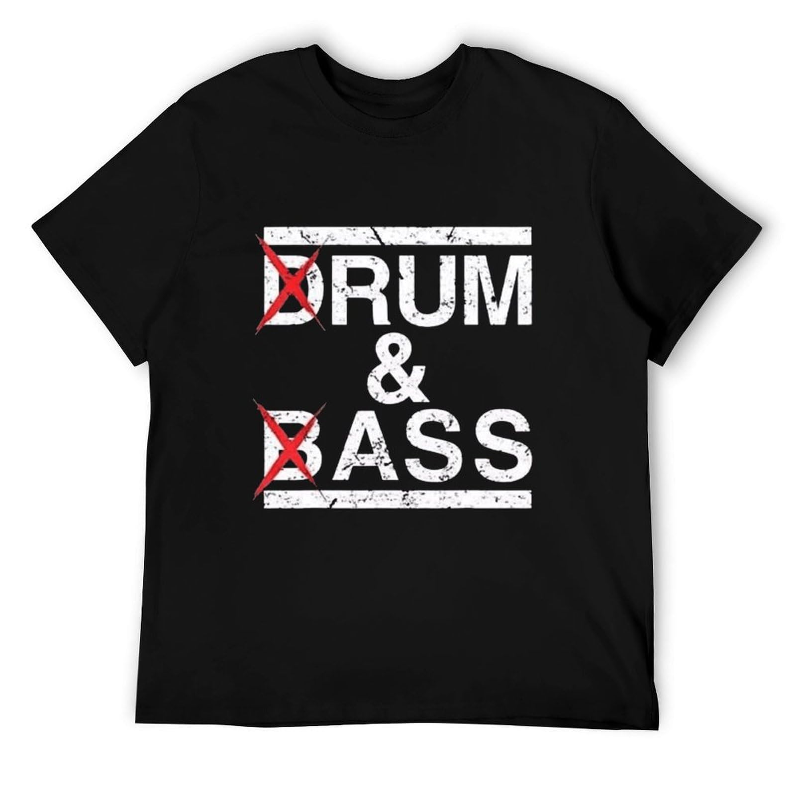 Mqtfashfb Men's Colour30 Drum & Bass Rum & Ass Funny Quote Joke Gift Vintage Short Sleeve T-Shirt Black