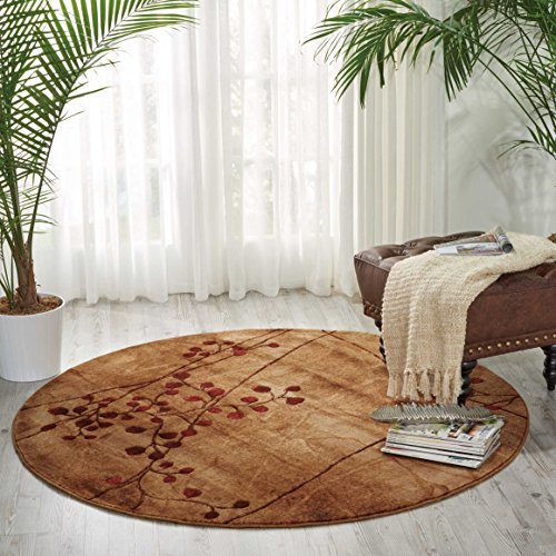 Nourison Somerset Modern Botanical Latte 7 9  x ROUND Areea Rug, (8  Round)
